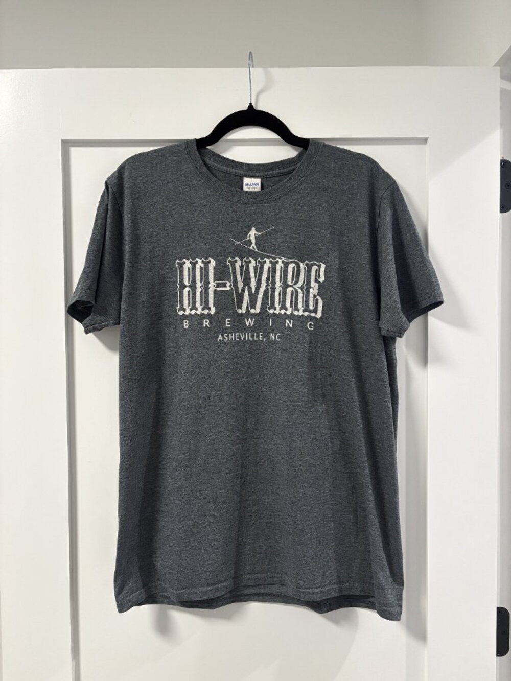 Hi-Wire Brewing Asheville NC Tightrope Logo Tee L
